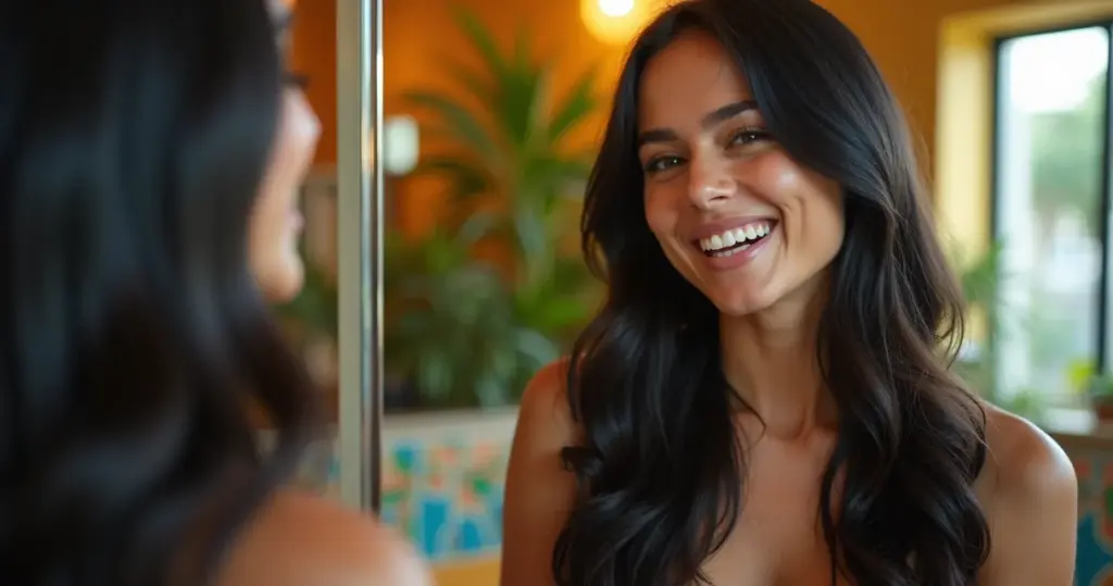 Banho de brilho no cabelo preto: brilho espelhado em 40min (R$18,49)