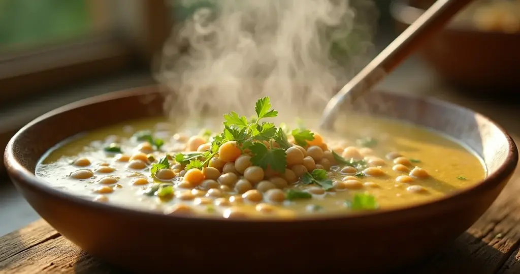 Como se faz sopa de ervilha cremosa em 40 minutos: o truque da ervilha seca