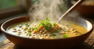 Como se faz sopa de ervilha cremosa em 40 minutos: o truque da ervilha seca