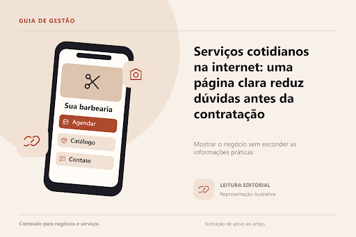 Serviços cotidianos na internet: uma página clara reduz dúvidas antes da contratação